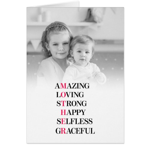 Mother Acronym Custom Photo Mothers Day Card