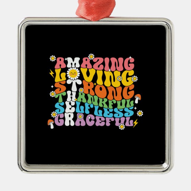 Mother Amazing Loving Retro Mama Metal Ornament (Front)