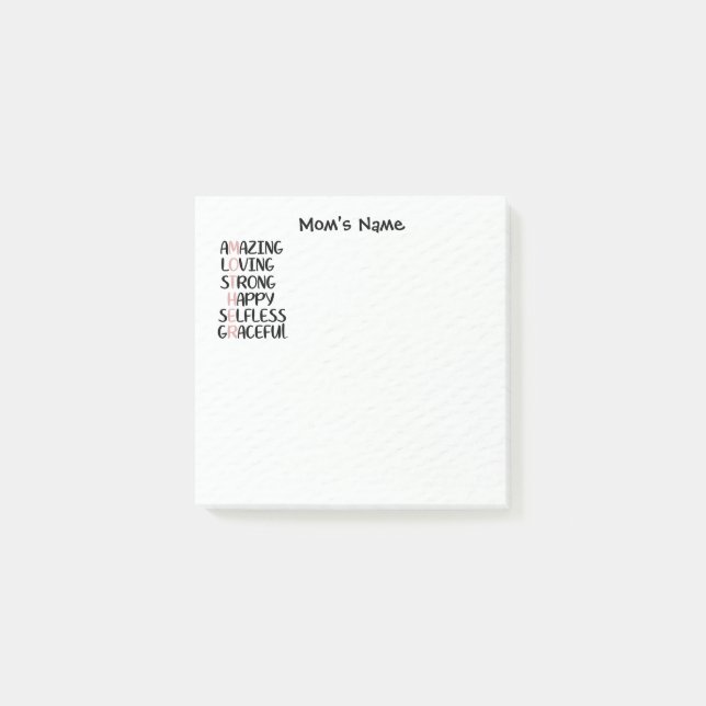 Mother Anagram Amazing Loving Personalized Post-it Notes (Front)