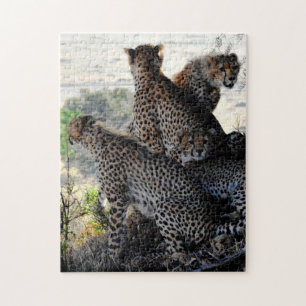 Mother and Baby Animal Cheetah Photography Animal Jigsaw Puzzle