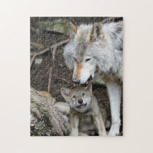 Mother and Baby Animal Wolf Photography Jigsaw Puzzle