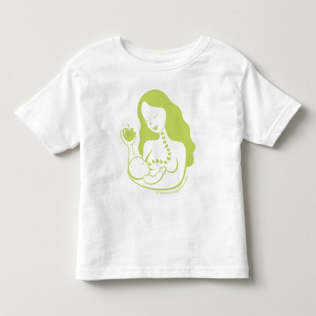 Mother and Baby Breast Feeding in Green Toddler T-shirt (Front)