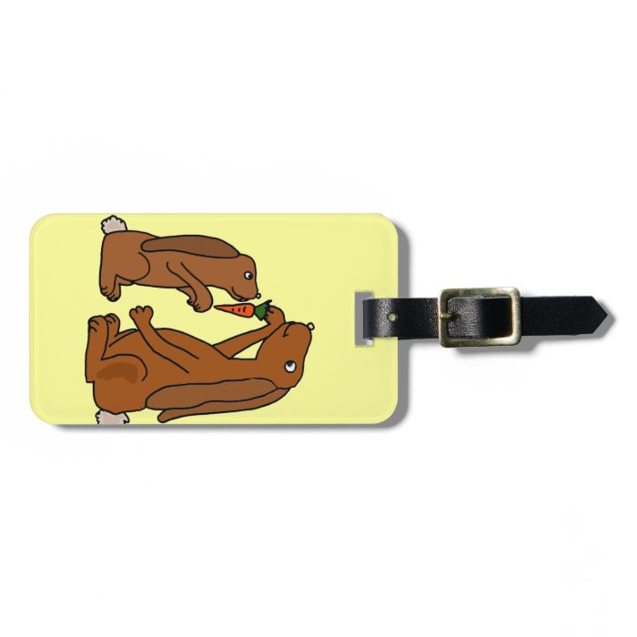 Mother and Baby Brown Rabbit Cartoon Luggage Tag