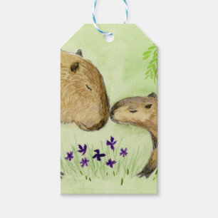 Mother and Baby Capybara Gift Tags