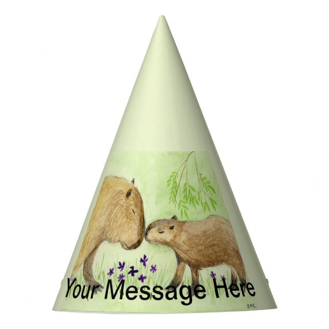 Mother and Baby Capybara Party Hat (Front)