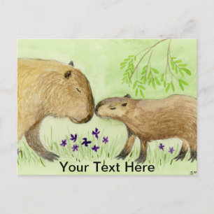 Mother and Baby Capybara Postcard
