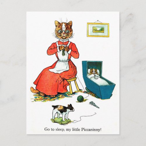 Mother and Baby Cat Louis Wain Postcard