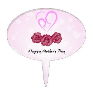 Mother and Baby Child Carnation Mother's Day Cake Topper