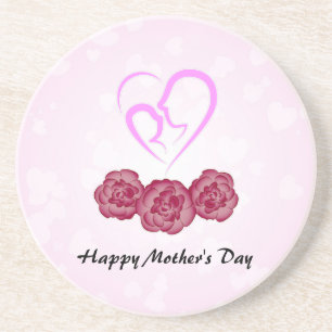 Mother and Baby Child Carnation Mother's Day Coaster