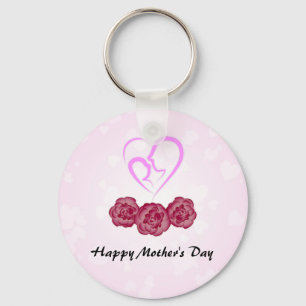 Mother and Baby Child Carnation Mother's Day Keychain