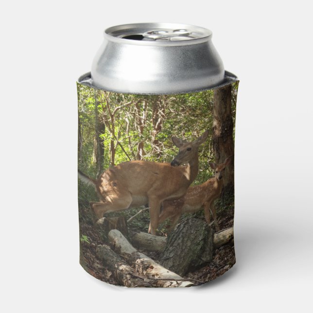 Mother and Baby Deer at Shenandoah National Park Can Cooler (Can Front)