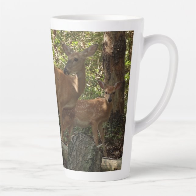 Mother and Baby Deer at Shenandoah National Park Latte Mug (Right)