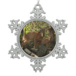 Mother and Baby Deer at Shenandoah National Park Snowflake Pewter Christmas Ornament