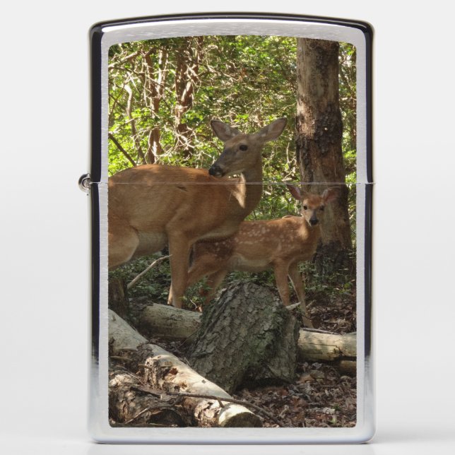 Mother and Baby Deer at Shenandoah National Park Zippo Lighter (Front)