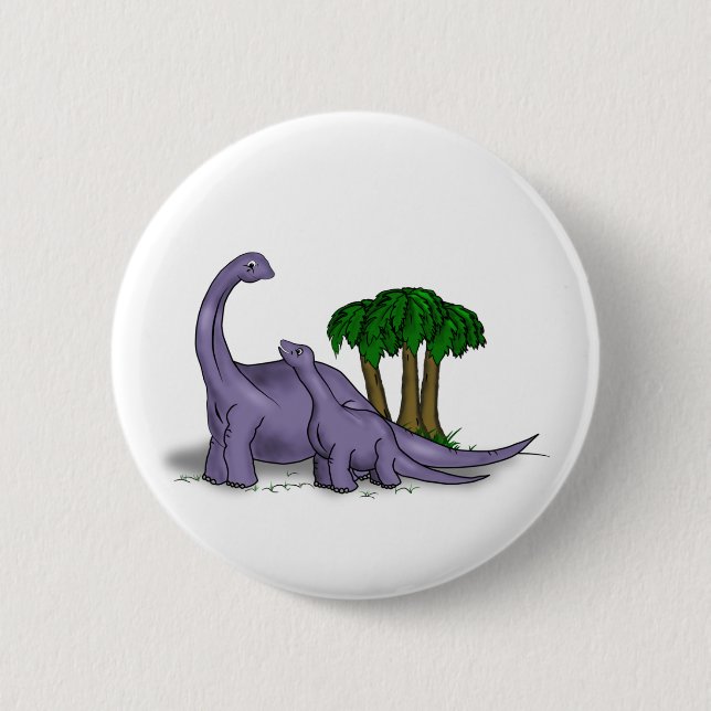 Mother and Baby Dinosaur Pinback Button (Front)