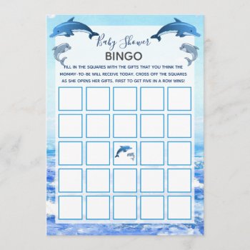 Mother And Baby Dolphin Ocean Baby Shower Bingo Invitation by csinvitations at Zazzle