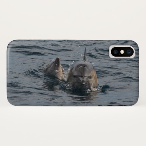 Mother and baby dolphins close_up iPhone x case