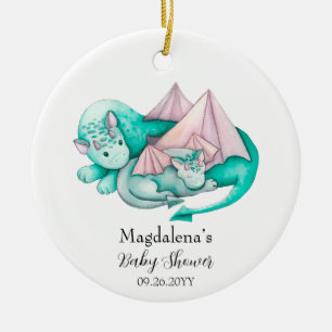 Mother and Baby Dragon Baby Shower Keepsake Ceramic Ornament