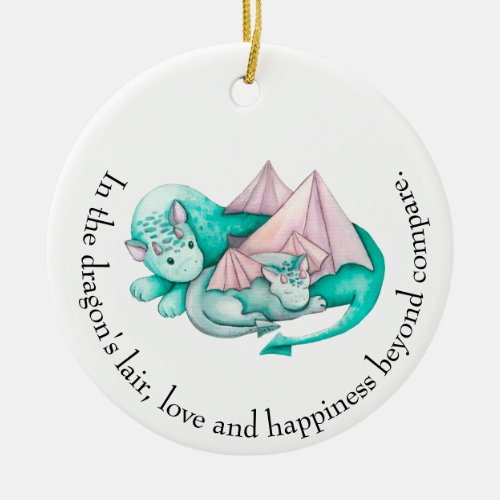 Mother and Baby Dragon Baby Shower Memory Ornament