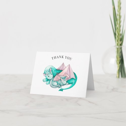 Mother and Baby Dragon Baby Shower Thank You Card