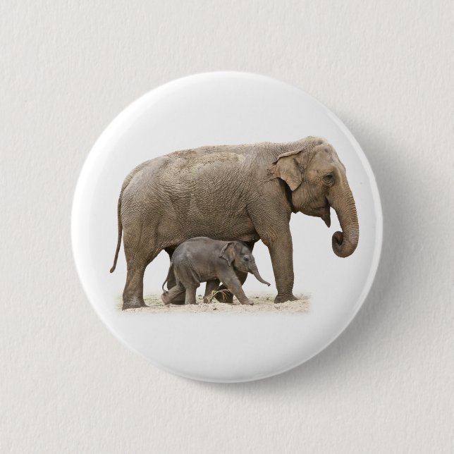 Mother and Baby Elephant Button (Front)