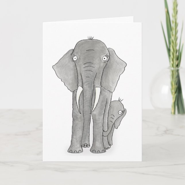 Mother and baby elephant card (Front)