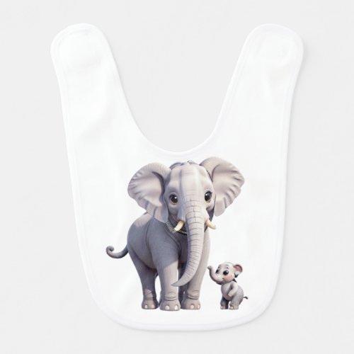 Mother and Baby Elephant Cuddle Baby Bib