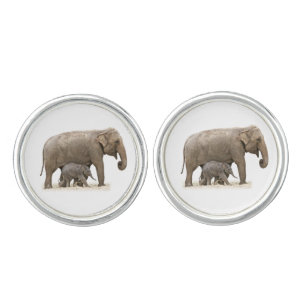Mother and Baby Elephant Cufflinks