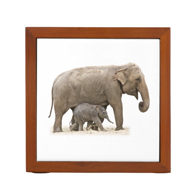 Mother and Baby Elephant Desk Organizer (Front)