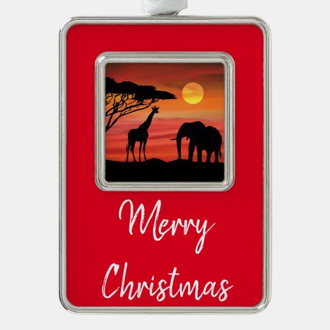 Mother and Baby Elephant in the Serengeti Christmas Ornament (Front)