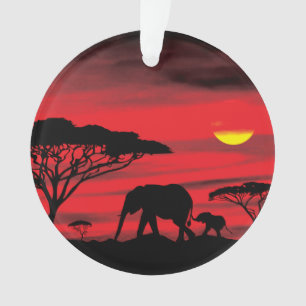 Mother and Baby Elephant in the Serengeti Ornament