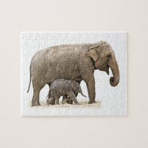 Mother and Baby Elephant Jigsaw Puzzle