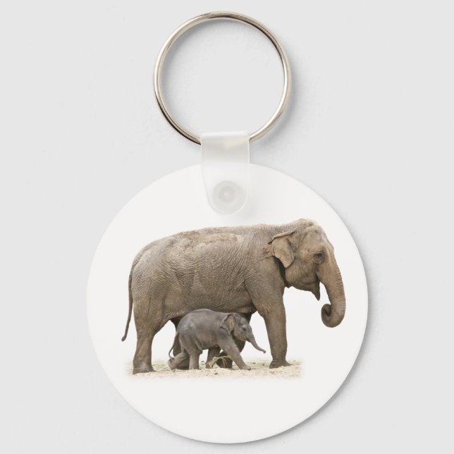 Mother and Baby Elephant Keychain (Front)