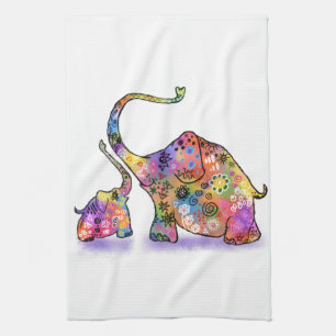 Mother and Baby Elephant Kitchen Towel Cartoon