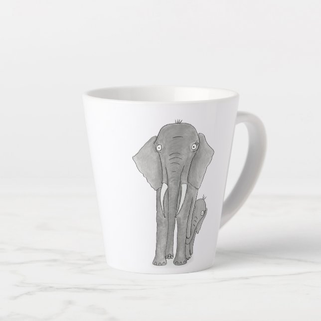 Mother and baby elephant latte mug (Right Angle)