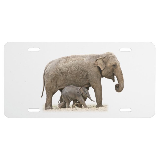 Mother and Baby Elephant License Plate (Front)