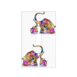 Mother and Baby Elephant Light Switch Cover