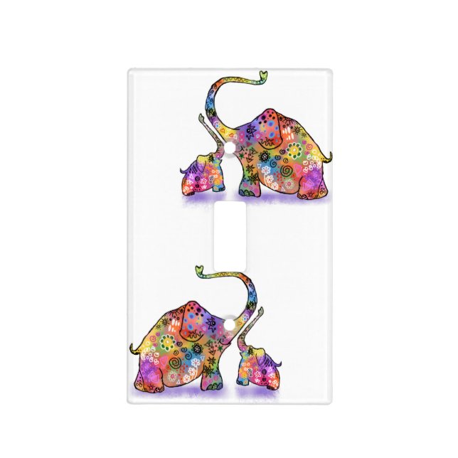 Mother and Baby Elephant Light Switch Cover (Front)