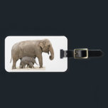 Mother and Baby Elephant Luggage Tag<br><div class="desc">Pretty picture of a loving mother and her cute baby elephant out for a walk. Elephants are highly intelligent and social animals in need of our support and protection,  as their numbers are dwindling in the wild.</div>