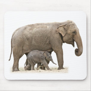 Mother and Baby Elephant Mouse Pad