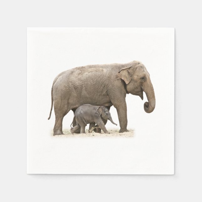 Mother and Baby Elephant Napkins (Front)