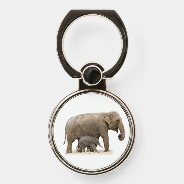 Mother and Baby Elephant Phone Ring Stand (Front)