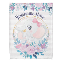 Mother and Baby Elephant Pink Blush Flower Wreath