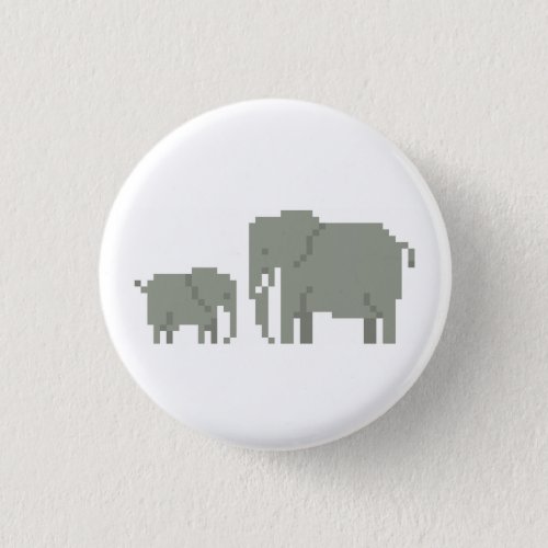 Mother And Baby Elephant Pixel Art Button