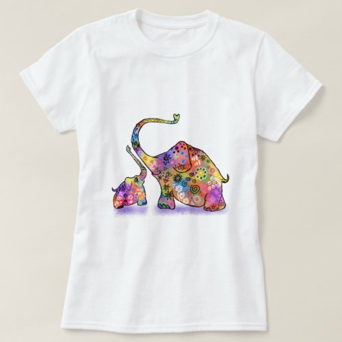 Mother and Baby Elephant T_Shirt