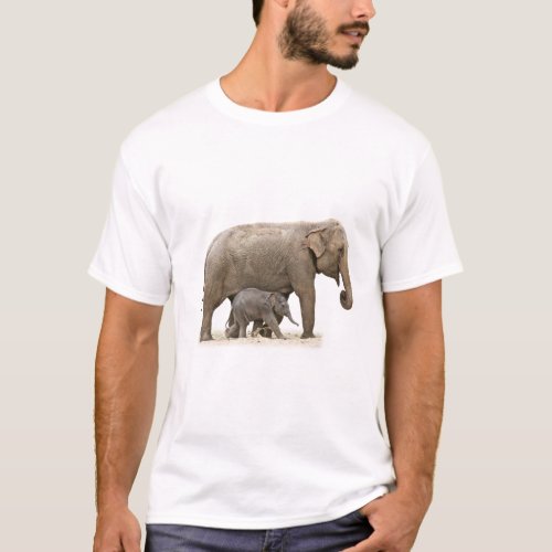 Mother and Baby Elephant T_Shirt