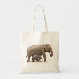 Mother and Baby Elephant Tote Bag
