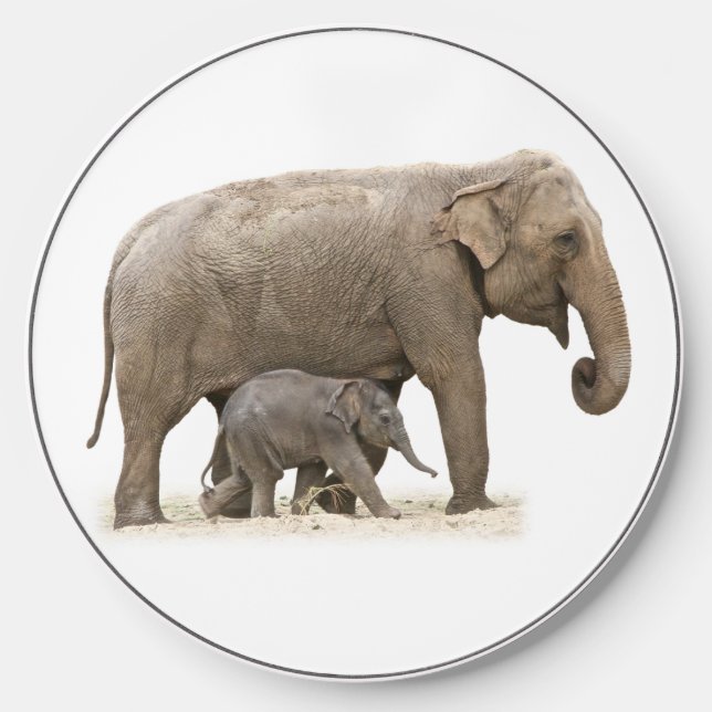 Mother and Baby Elephant Wireless Charger (Front)