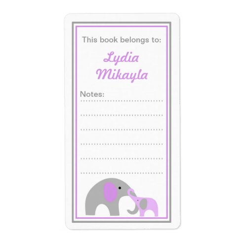 Mother and Baby Elephants Bookplate book labels