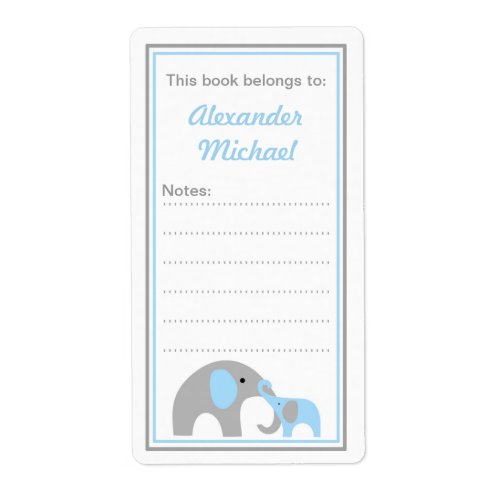 Mother and Baby Elephants Bookplate book labels